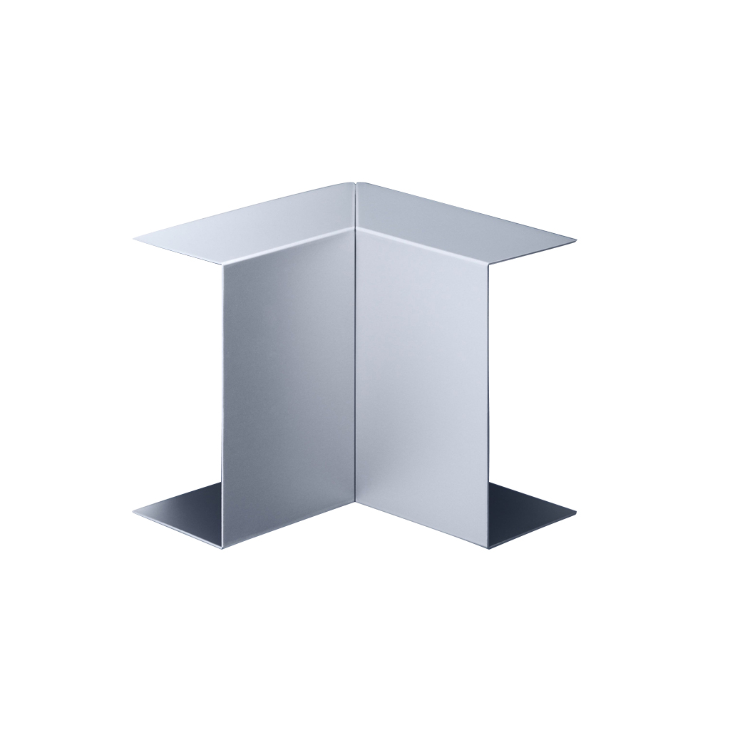 Inneneck zu Brüstungskanal BRW 60x170/80 BRA-IE, stossabdeckendes Haubenformteil, Schenkellänge = 180mm,Aluminium reinweiss RAL 9010