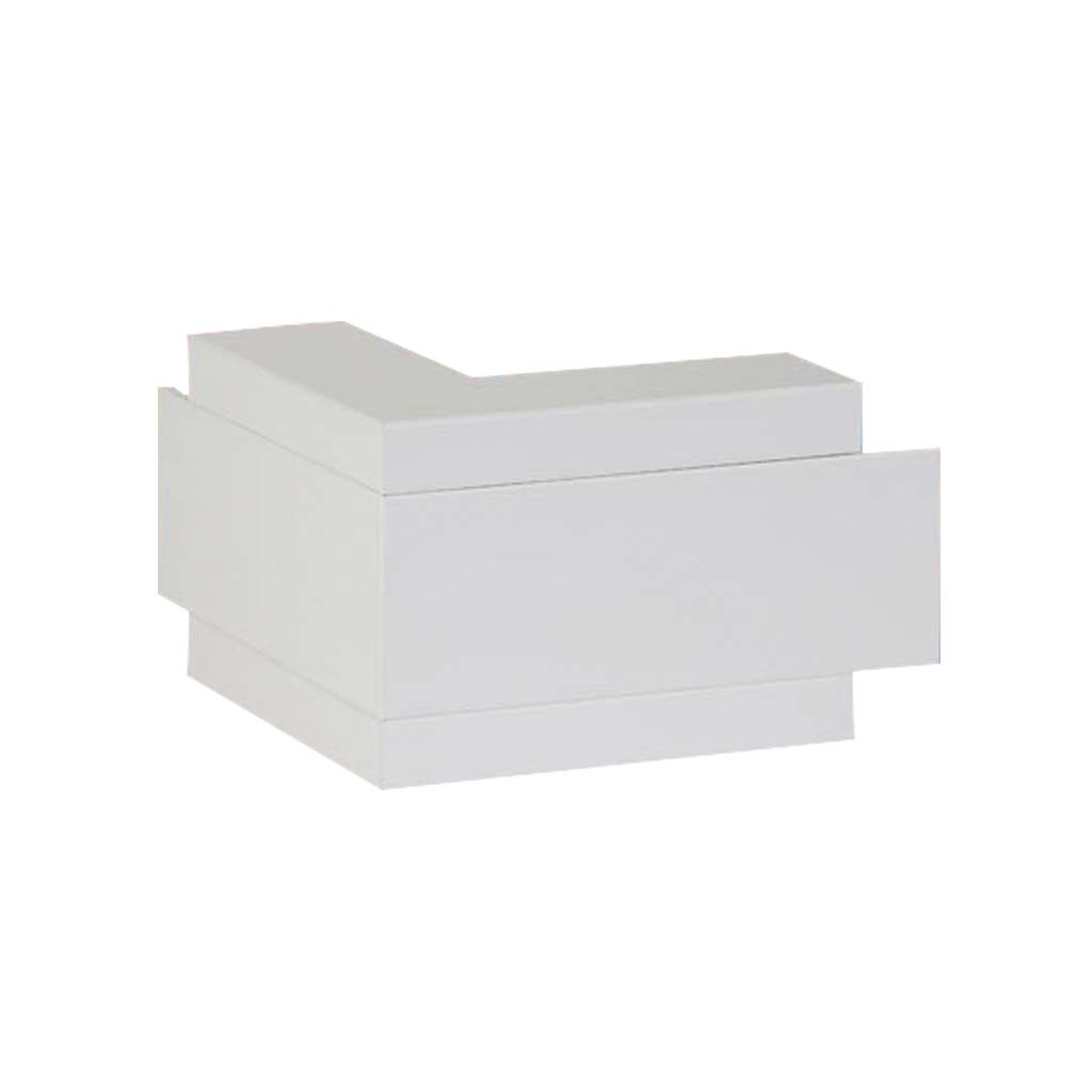 Ausseneck zu Brüstungskanal BR 65x200/80 duo BR-AEV, Gehrungsformteil, Schenkellänge = 180mm, Kunststoff reinweiss RAL 9010