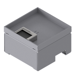 [UBD 162 202] Boîte de sol UBD 160 en acier inoxydable, couvercle avec bord, fermé, évidement de 20mm et 1 sortie de brosse inclus