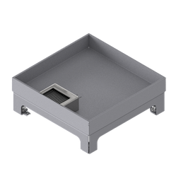 [UBD 217 302] Boîte de sol UBD 210 small en acier inoxydable, couvercle avec bord, fermé, évidement de 30mm et 1 sortie de brosse inclus