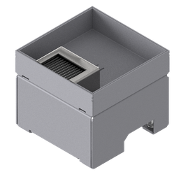 [UBD 132 302] Boîte de sol UBD 130 en acier inoxydable, couvercle avec bord, fermé, évidement de 30mm et 1 sortie de brosse inclus