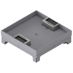 [UBD 264 254] Boîte de sol UBD 260 en acier inoxydable, inclus couvercle avec bord, fermé, évidement de 25mm et 2 sorties de brosse