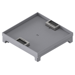 [UBD 324 204] Boîte de sol UBD 320 en acier inoxydable, couvercle avec bord, fermé, évidement de 20mm et 2 sortie de brosse inclus