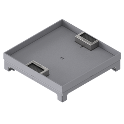 [UBD 324 254] Boîte de sol UBD 320 en acier inoxydable, inclus couvercle avec bord, fermé, évidement de 25mm et 2 sorties de brosse