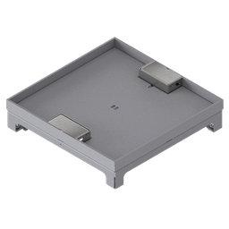 [UBD 324 203] Boîte de sol UBD 320 en acier inoxydable, couvercle avec bord, fermé, évidement de 20mm et 2 sorties de cordon inclus