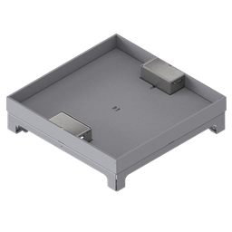 [UBD 324 303] Boîte de sol UBD320 en acier inoxydable, inclus couvercle avec bord, fermé, évidement de 30mm et 2 sorties de cordon