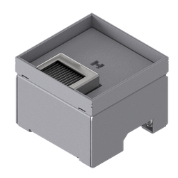 [UBD 132 162] Boîte de sol pour charges lourdes UBD 130 en acier inoxydable, couvercle avec bord, fermé, et plaque de renforcement de 4 mm avec évidement de 16 mm et 1 sortie de brosse inclus