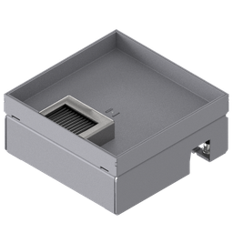 [UBD 167 202] Boîte de sol UBD 160 small en acier inoxydable, couvercle avec bord, fermé, évidement de 20mm et 1 sortie de brosse inclus