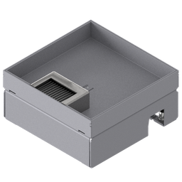 [UBD 167 252] Boîte de sol UBD 160 small en acier inoxydable, couvercle avec bord, fermé, évidement de 25mm et 1 sortie de brosse inclus 