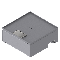 [UBD 212 051] Boîte de sol UBD 210 en acier inoxydable, couvercle inclus, plate (AGS), sans bord, évidement de 5mm et 1 sortie de cordon