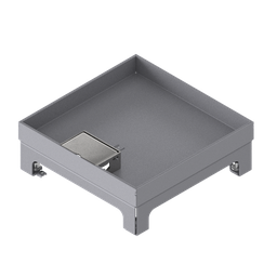 [UBD 217 251] Boîte de sol UBD 210 small en acier inoxydable, couvercle avec bord, fermé, évidement de 25mm et 1 sortie de cordon inclus