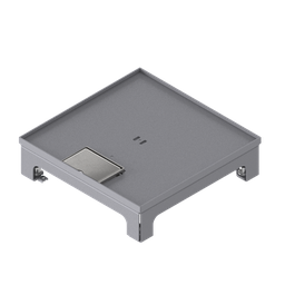 [UBD 217 051] Boîte de sol UBD 210 small en acier inoxydable, couvercle inclus, plate (AGS), sans bord, évidement de 5mm et 1 sortie de cordon