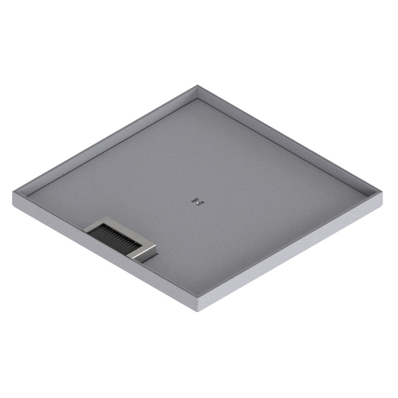 Doppelboden-Auslass DBK 320 aus Chromstahl inkl. Deckel mit 15mm Vertiefung, Kante und 1 Bürstenauslass