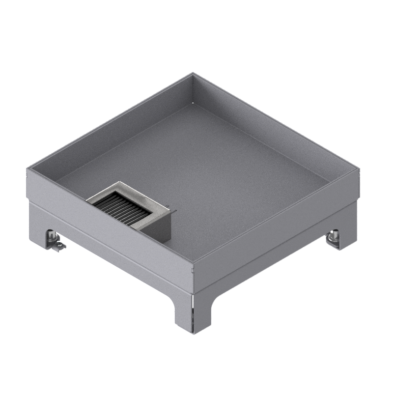 [UBD 217 302] Boîte de sol UBD 210 small en acier inoxydable, couvercle avec bord, fermé, évidement de 30mm et 1 sortie de brosse inclus