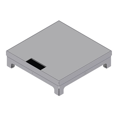 Unterflur-Bodendose UBD 260 aus Chromstahl inkl. belegtem Deckel aus Chromstahl, geschliffen, mit 1 Bürstenauslass