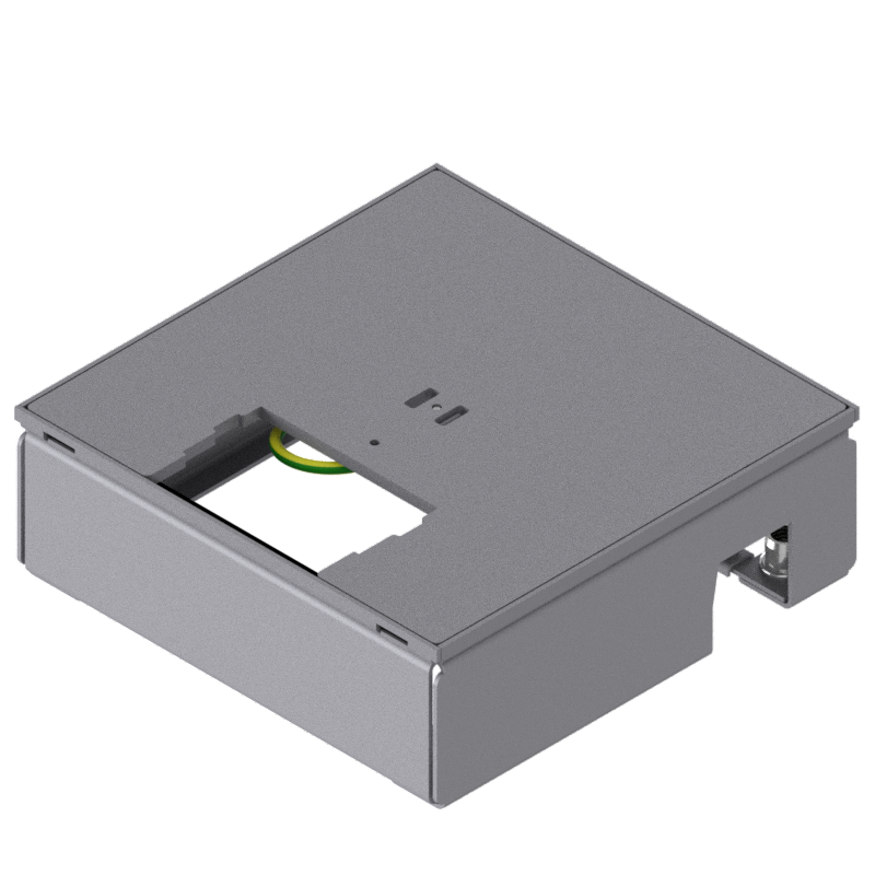 Boîte de sol UBD 160 small en acier inoxydable avec couvercle en 4mm AGS, sans bord (de protection), avec découpe