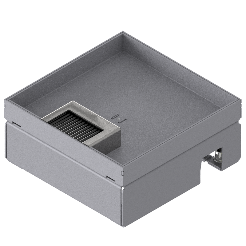 [UBD 167 202] Unterflur-Bodendose UBD 160 small aus Chromstahl inkl. Deckel mit Kante, geschlossen, 20mm Vertiefung und 1 Bürstenauslass