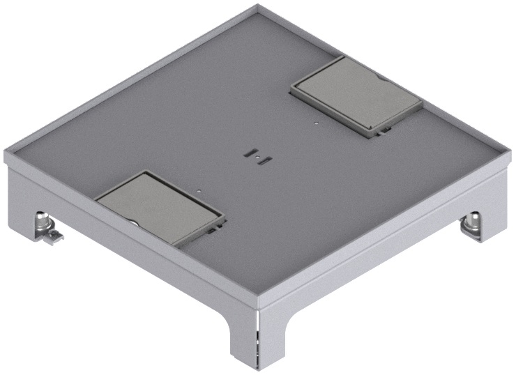 Unterflur-Bodendose UBD 210 small inkl. Deckel, flach (SVZ), ohne Kante, 5mm Vertiefung und 2 Schnurauslässe