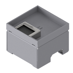 [UBD 132 202] Boîte de sol UBD 130 en acier inoxydable, couvercle avec bord, fermé, évidement de 20mm et 1 sortie de brosse inclus