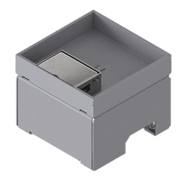 [UBD 132 251] Boîte de sol UBD 130 en acier inoxydable, couvercle  avec bord, fermé, évidement de 25mm et 1 sortie de cordon inclus