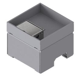 [UBD 132 301] Boîte de sol UBD 130 en acier inoxydable, couvercle avec bord, fermé, évidement de 30mm et 1 sortie de cordon inclus