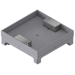 [UBD 264 303] Boîte de sol UBD 260 en acier inoxydable, inclus couvercle avec bord, fermé, évidement de 30mm et 2 sorties de cordon