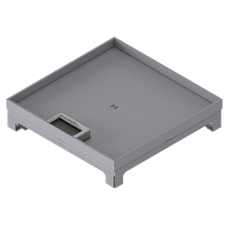 [UBD 324 202] Boîte de sol UBD 320 en acier inoxydable, couvercle avec bord, fermé, évidement de 20mm et 1 sortie de brosse inclus