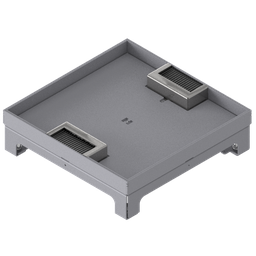 [UBD 264 204] Boîte de sol UBD 260 en acier inoxydable, inclus couvercle avec bord, fermé, évidement de 20mm et 2 sorties de cordon 