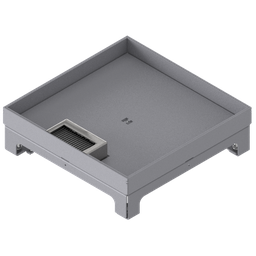 [UBD 264 252] Boîte de sol UBD 260 en acier inoxydable, inclus couvercle avec bord, fermé, évidement de 25mm et 1 sortie de brosse