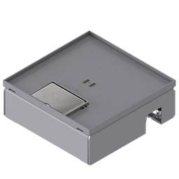 [UBD 167 051] Boîte de sol UBD 160 small en acier inoxydable, couvercle, plate (AGS), sans bord, évidement de 5mm et 1 sortie de cordon inclus