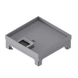 [UBD 217 162] Boîte de sol pour charges lourdes UBD 210 small en acier inoxydable, couvercle avec bord, fermé, plaque de renforcement de 4 mm avec évidement de 16 mm et 1 sortie de brosse inclus