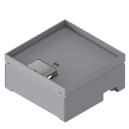 [UBD 212 161] Boîte de sol pour charges lourdes UBD 210 en acier inoxydable, inclus couvercle avec bord, fermé, plaque de renforcement de 4 mm avec évidement de 16 mm et 1 sortie de cordon 