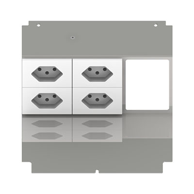 Élément de prise pour 6 FLF, fil de terre inclus, 4x 1xT13 blanc