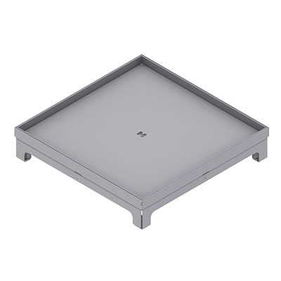 Boîte de sol UBD 320 en acier inoxydable faux couvercle avec bord, fermé, et évidement de 15mm inclus