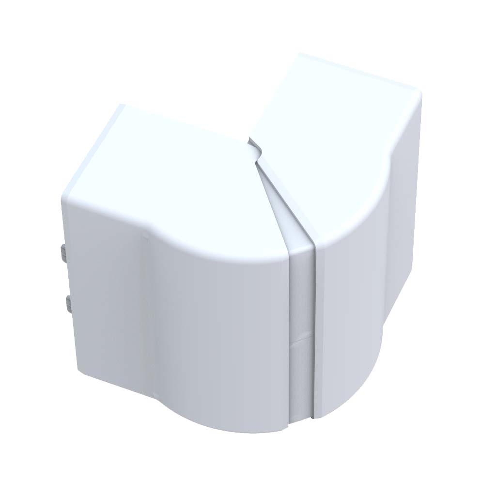 Gelenk-Ausseneck zu Brüstungskanal BR 60x130/80 BR-AEV, Verstellbereich +/- 10°, Kunststoff reinweiss RAL 9010