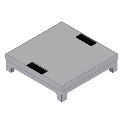 [UBD 260 252] Unterflur-Bodendose UBD 260 aus Chromstahl inkl. belegtem Deckel mit 2 Bürstenauslässen