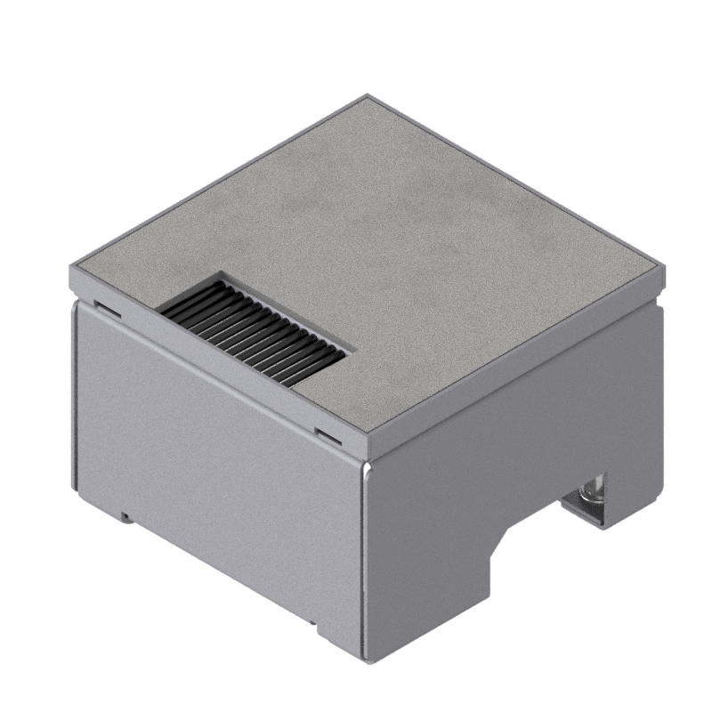 [UBD 132 163] Schwerlast-Unterflur-Bodendose UBD 130 aus Chromstahl inkl. belegtem Deckel, 4mm Verstärkungsplatte und 1 Bürstenauslass