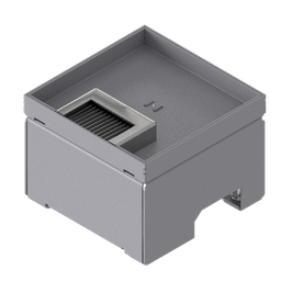 [UBD 130 126] Boîte de sol UBD 130 en acier inoxydable couvercle avec bord, fermé, évidement de 15mm et 1 sortie de brosse inclus