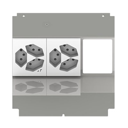 [UBD 210 219] Steckdoseneinsatz für 6 FLF inkl. Erddraht, 1x 3xT13, weiss, und 1x 3xT13/s, weiss