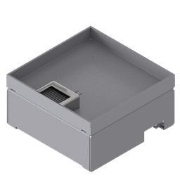 [UBD 212 252] Boîte de sol UBD 210 en acier inoxydable, inclus couvercle avec bord, fermé, évidement de 25mm et 1 sortie de brosse