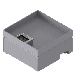 [UBD 212 302] Boîte de sol UBD 210 en acier inoxydable, inclus couvercle avec bord, fermé, évidement de 30mm et 1 sortie de brosse