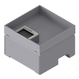 [UBD 162 302] Boîte de sol UBD 160 en acier inoxydable, couvercle avec bord, fermé, évidement de 30mm et 1 sortie de brosse inclus