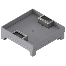 [UBD 264 304] Boîte de sol UBD 260 en acier inoxydable, inclus couvercle avec bord, fermé, évidement de 30mm et 2 sorties de brosse