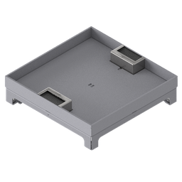 [UBD 324 304] Boîte de sol UBD 320 en acier inoxydable, inclus couvercle avec bord, fermé, évidement de 30mm et 2 sorties de brosse