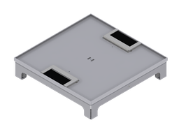 [UBD 262 258] Boîte de sol UBD 260 en acier inoxydable, couvercle inclus, plate (AGS), sans bord, évidement de 5mm et 2 sorties de brosse inclus