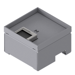 [UBD 162 162] Boîte de sol pour charges lourdes UBD 160 en acier inoxydable, couvercle avec bord, fermé, et plaque de renforcement de 4 mm avec évidement de 16 mm et 1 sortie de brosse inclus